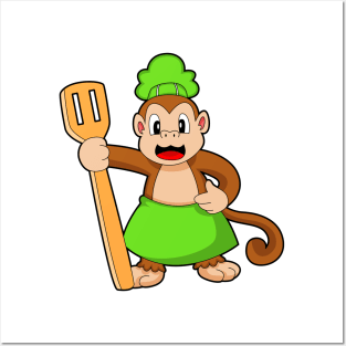 Monkey Cook Spatula Posters and Art